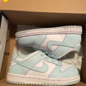 White & Glacier Blue Nike Dunk Low - Toddler 8C